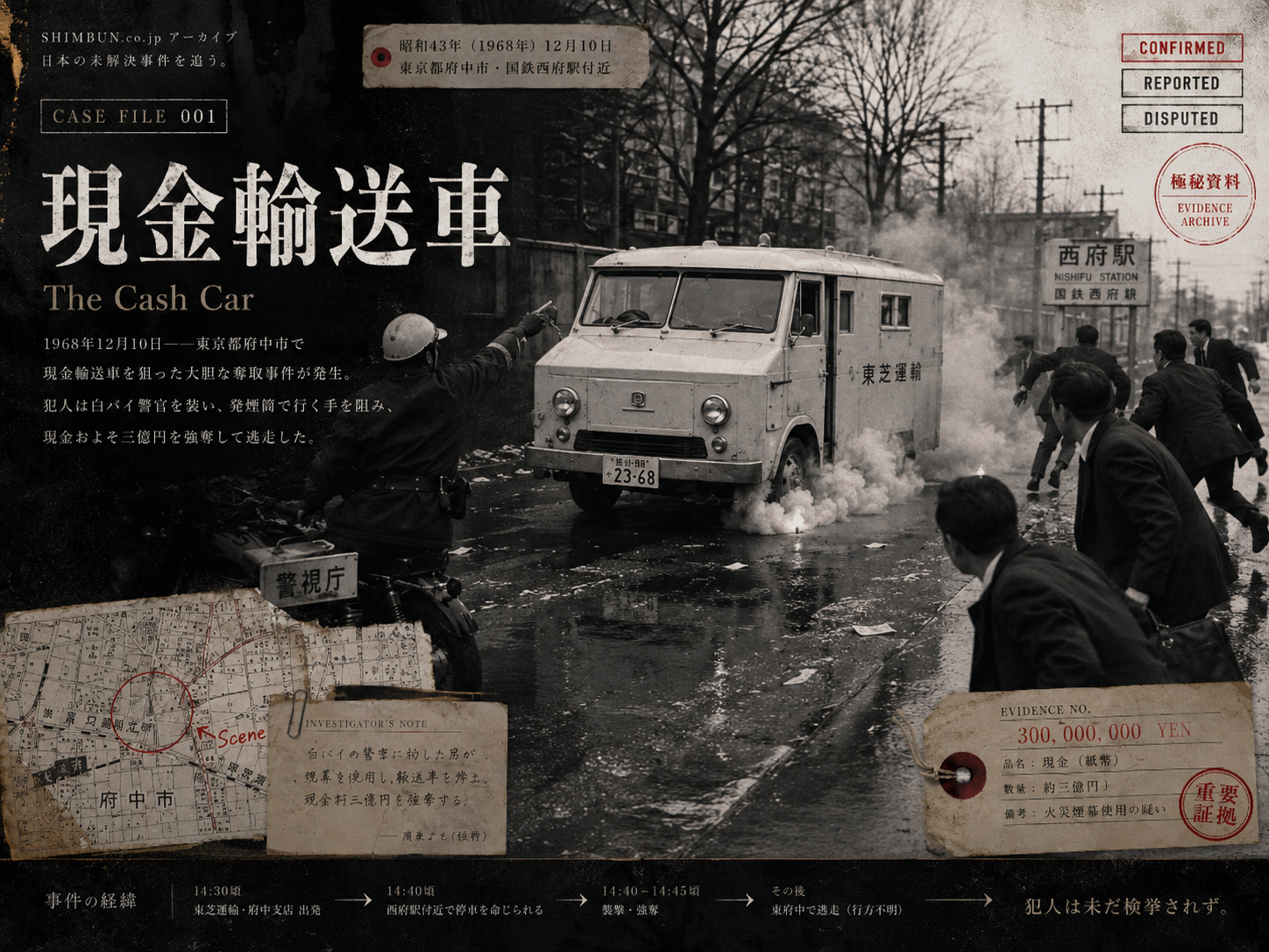 三億円事件の現金輸送車を表現した画像