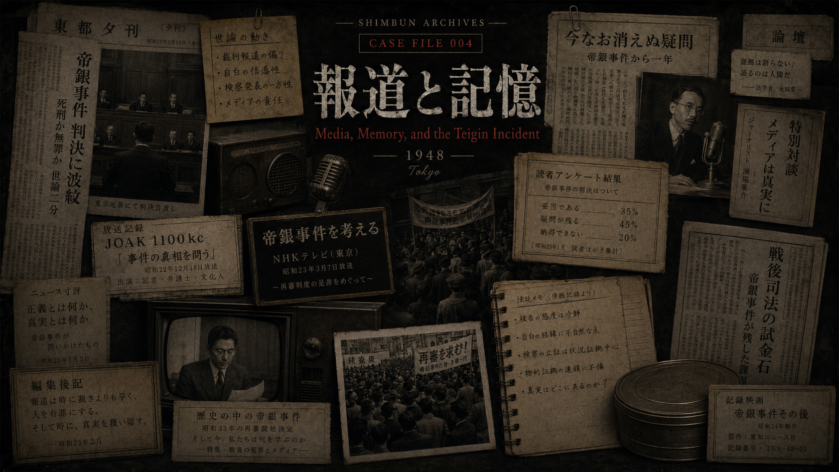 帝銀事件の報道と記憶を表現するメディアウォール