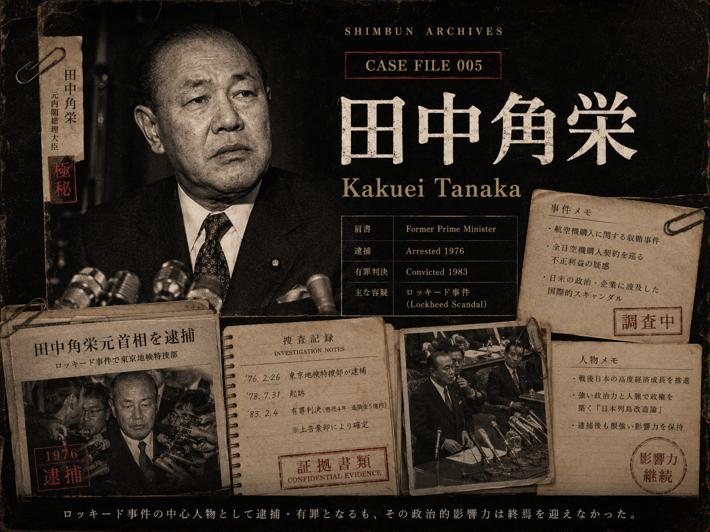 田中角栄とロッキード事件を表現する政治家ファイル画像