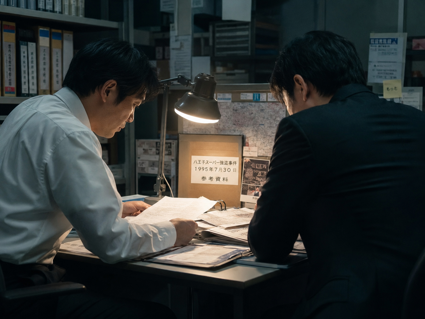 未解決事件ファイルを確認する捜査員のイメージ