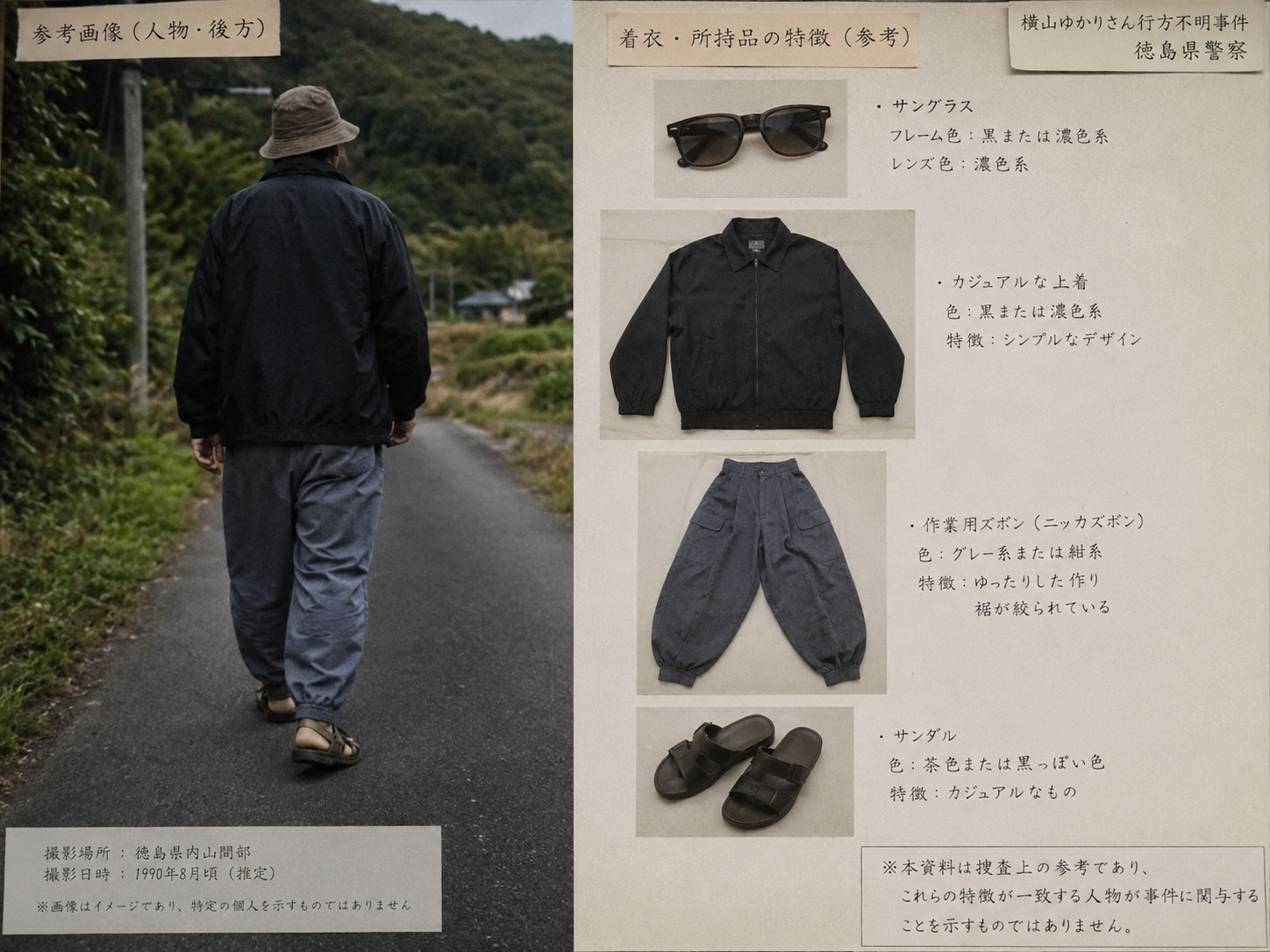 重要参考人の服装特徴を表す非断定的な参考画像
